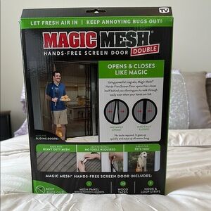 New- Magic Mesh fits French or Double doors Magic Mesh Hands-Free Screen